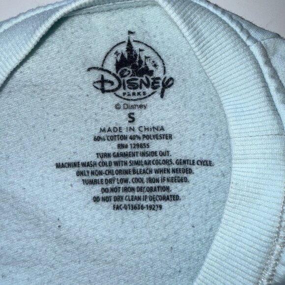 Disneyland Mickey Mouse Pullover Sweatshirt Size S Light Blue Metallic Details - Picture 5 of 7